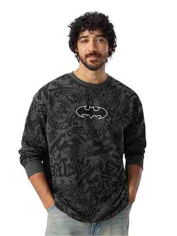 Vengeance Men and Boys Round Neck Grey All Over Printed Cotton Oversized Full Sleeve T-Shirts